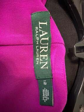 Lauren Ralph Lauren Size 12 Magenta Cowl Neck Ruched Sheath Dress